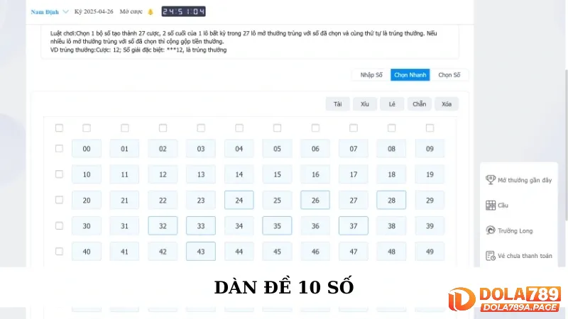 Dàn đề 10 số khung 3 ngày bất bại | Soi cầu chuẩn DOLA789 1 Dàn đề 10 số